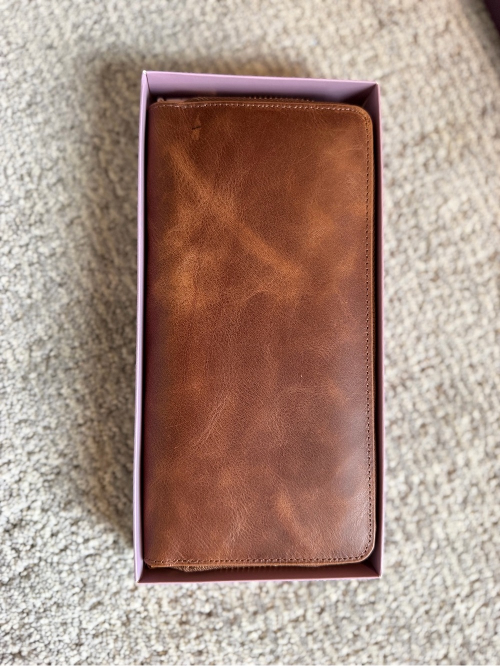 Women's Brown Leather Zip Wallet NWT